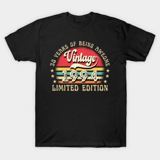 30 Years of Being Awesome Vintage 1994 Limited Edition 30th Birthday Gift T-Shirt